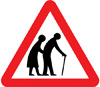 Frail or disabled pedestrians likely to cross road ahead