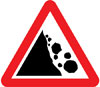 Risk of falling or fallen rocks ahead