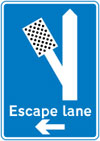 Direction to escape lane to the left for vehicles unable to stop on a steep hill